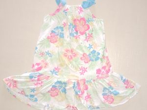 Little Girls Dress ADIDAS Size 6Y Multicolor Pink Blue White Green Floral Ruffled Hemline