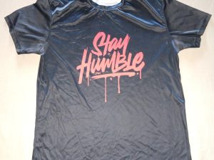 Men’s Unbranded T-Shirt Size Large Black STAY HUMBLE Red Letters