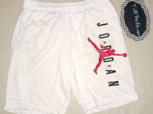 Mens JORDAN Size Large Athletic Gym Shorts White Drawstring