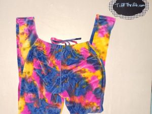 Womens RAINBOW Size Medium Tie Dyes Soft Velour Skinny Drawstring Multicolor Joggers