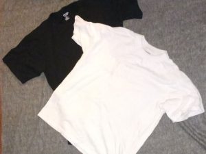 Lot of 2 Mens Size Large CottonNet WORK T-Shirts Black White Short Sleeve
