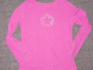 Girls CIRCO Size 10/12 T-Shirt Long Sleeve Pink Star Rhinestone Logo