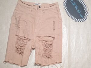Women’s Juniors APHRODITE Cutoff Destroyed Denim Fringe Shorts Tan Size 9