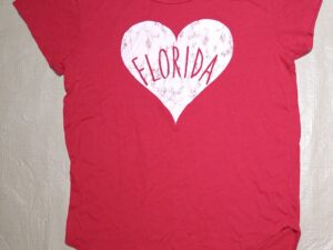 Women’s Home Free Size Medium Florida Heart Faded Graphic Tee T-Shirt Red Short Sleeves