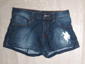 Little Girls US Polo Association USPA Size 8 Shorts Denim Dark Wash Stretch Logo Zip Up