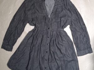 Womens Miley Cyrus Size XL Black Long Sleeves Pintuck Button Down Tunic Shirt Dress